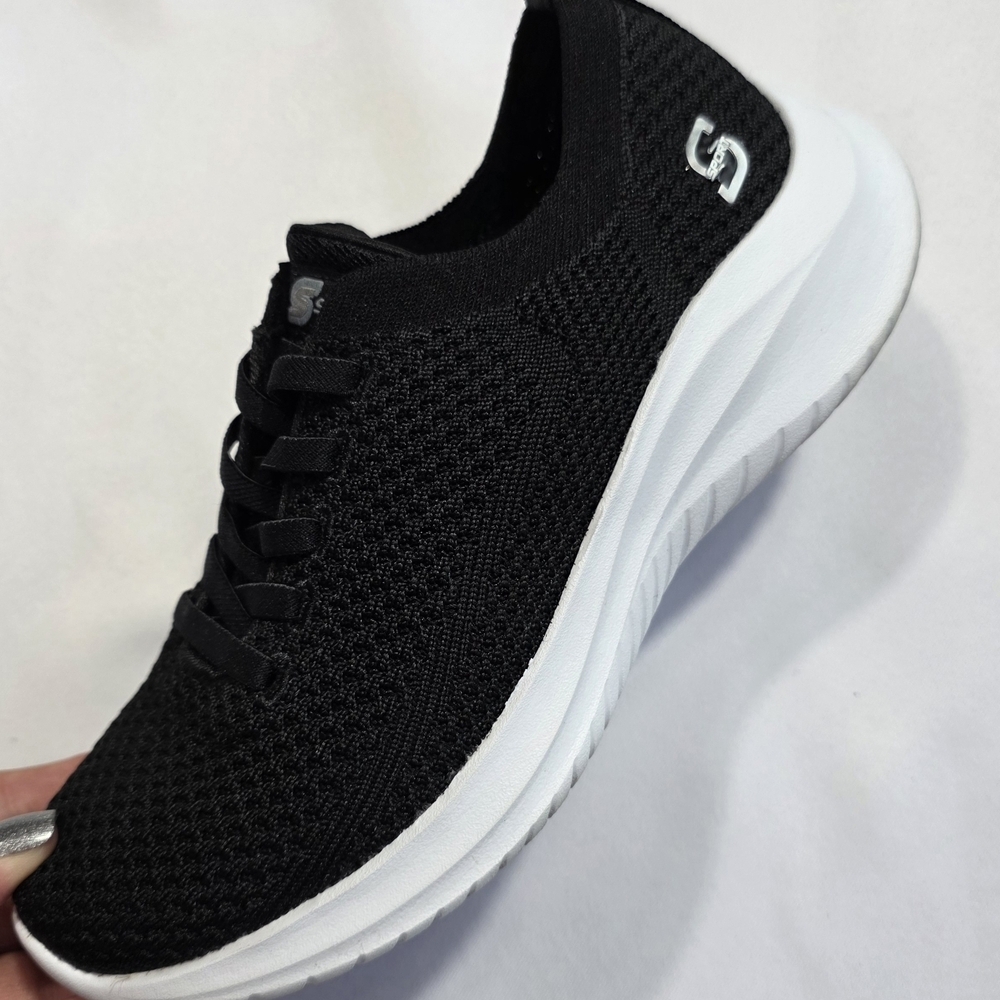 S Sport by Skechers Women’s Size 6 Black Knit Sneakers Memory Foam Lightweight - Picture 3 of 7